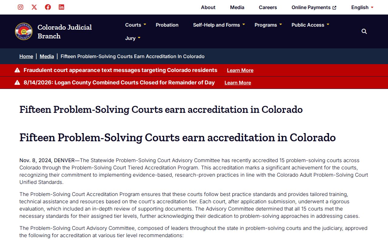 Jefferson County case search image for First Judicial District court accreditation