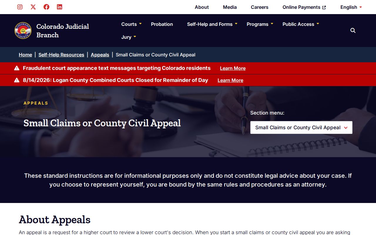 Jefferson County case search source explaining county and small-claims appeals