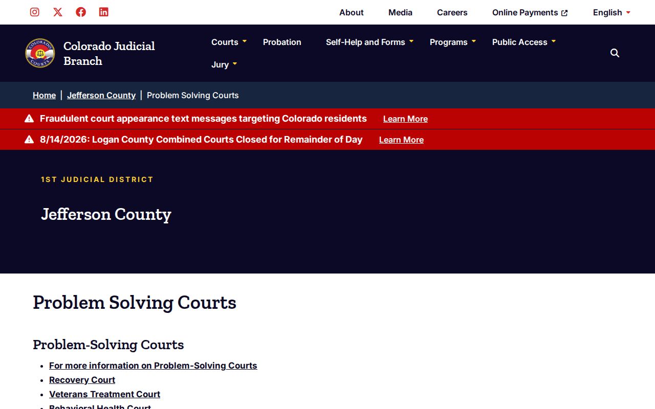 Jefferson County case search source for problem-solving court dockets