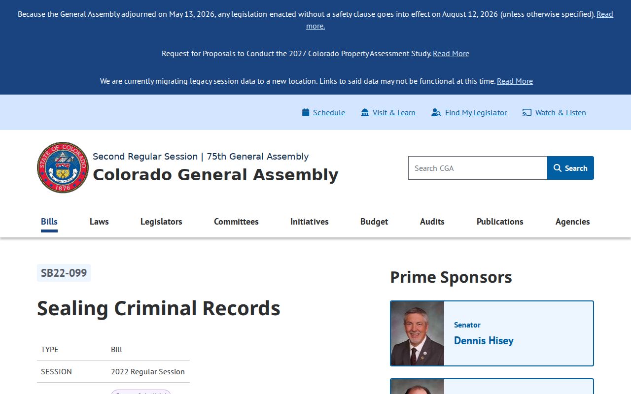 Jefferson County civil docket access and Colorado sealing legislation
