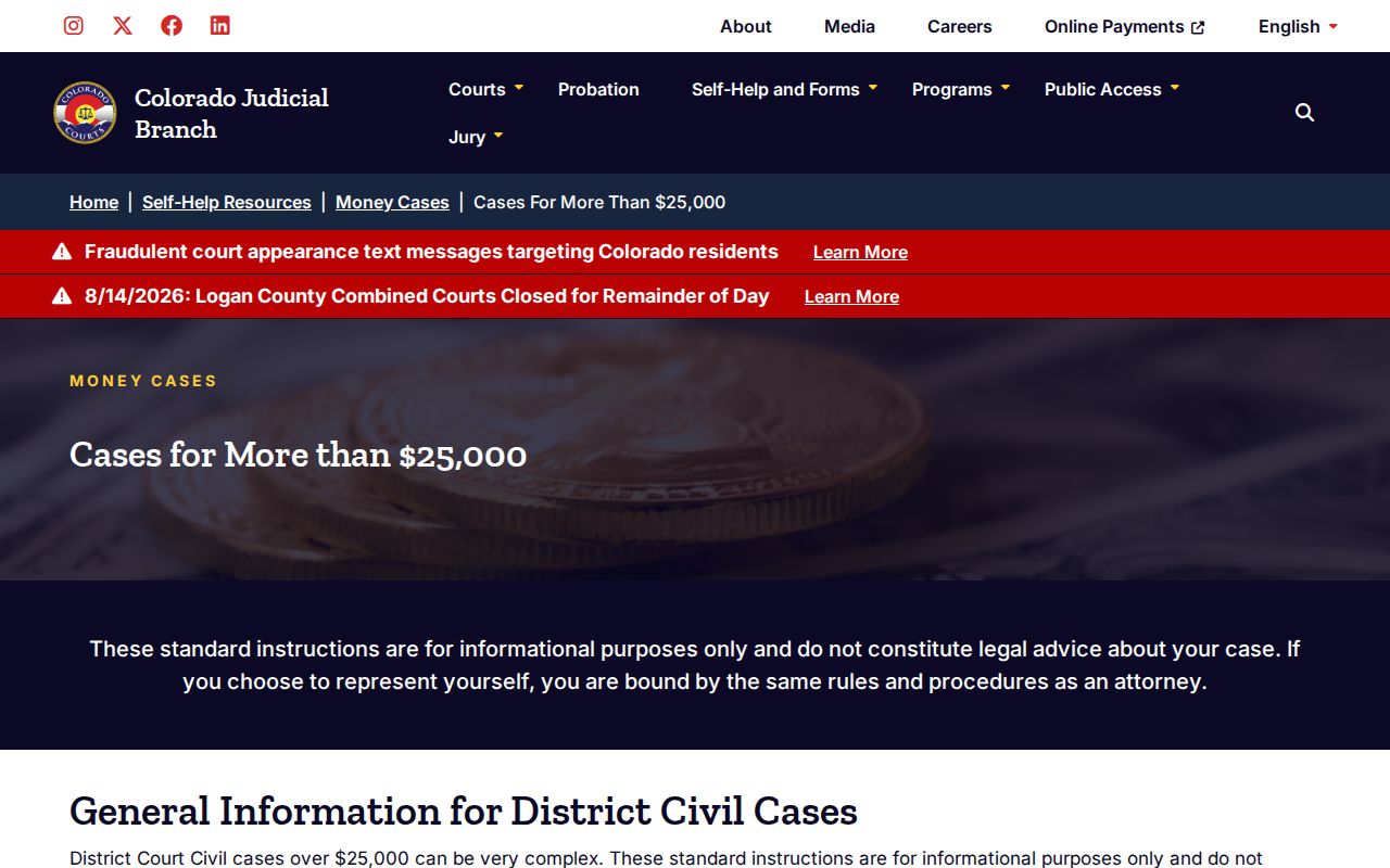 Jefferson County court calendar for District Court civil jurisdiction