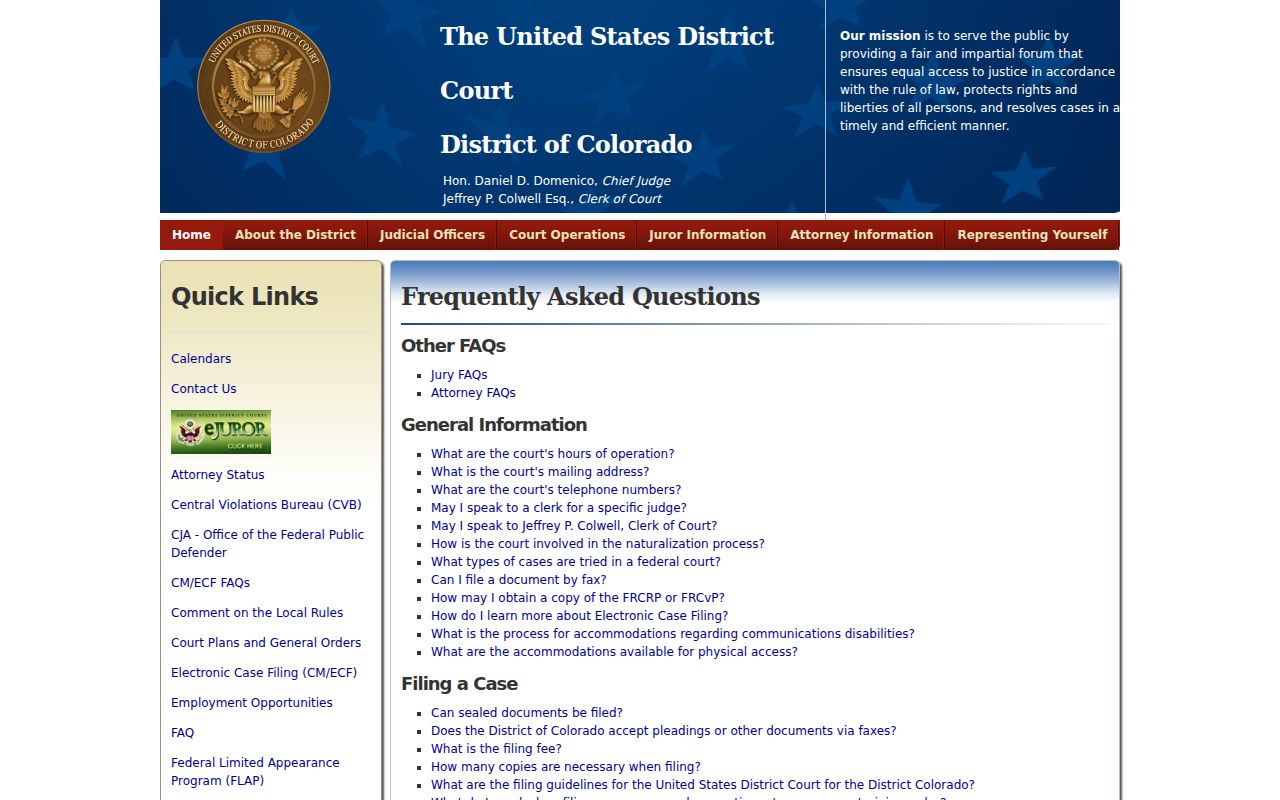 Jefferson County court records image for federal District of Colorado access