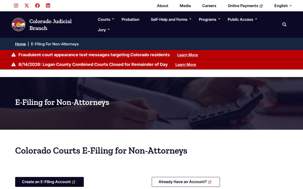 Jefferson County criminal docket access through Colorado Courts E-Filing