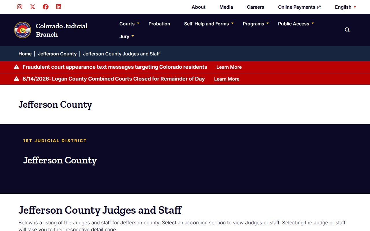 First Judicial District judges and court staff directory