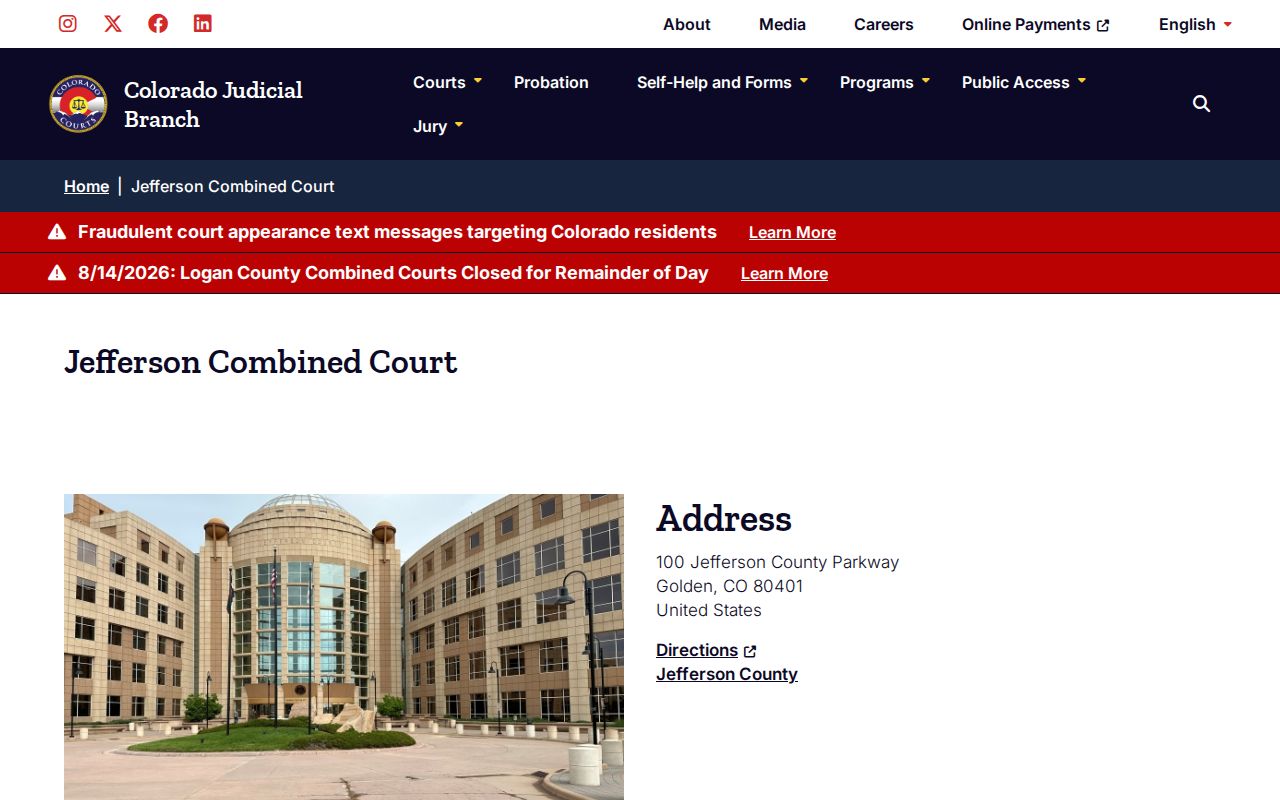 Jefferson Combined Court location and service information