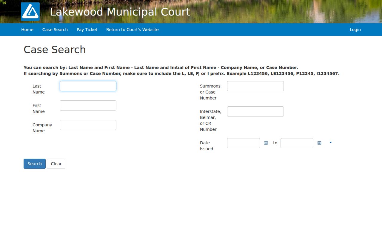 Jefferson County Lakewood court record request interface