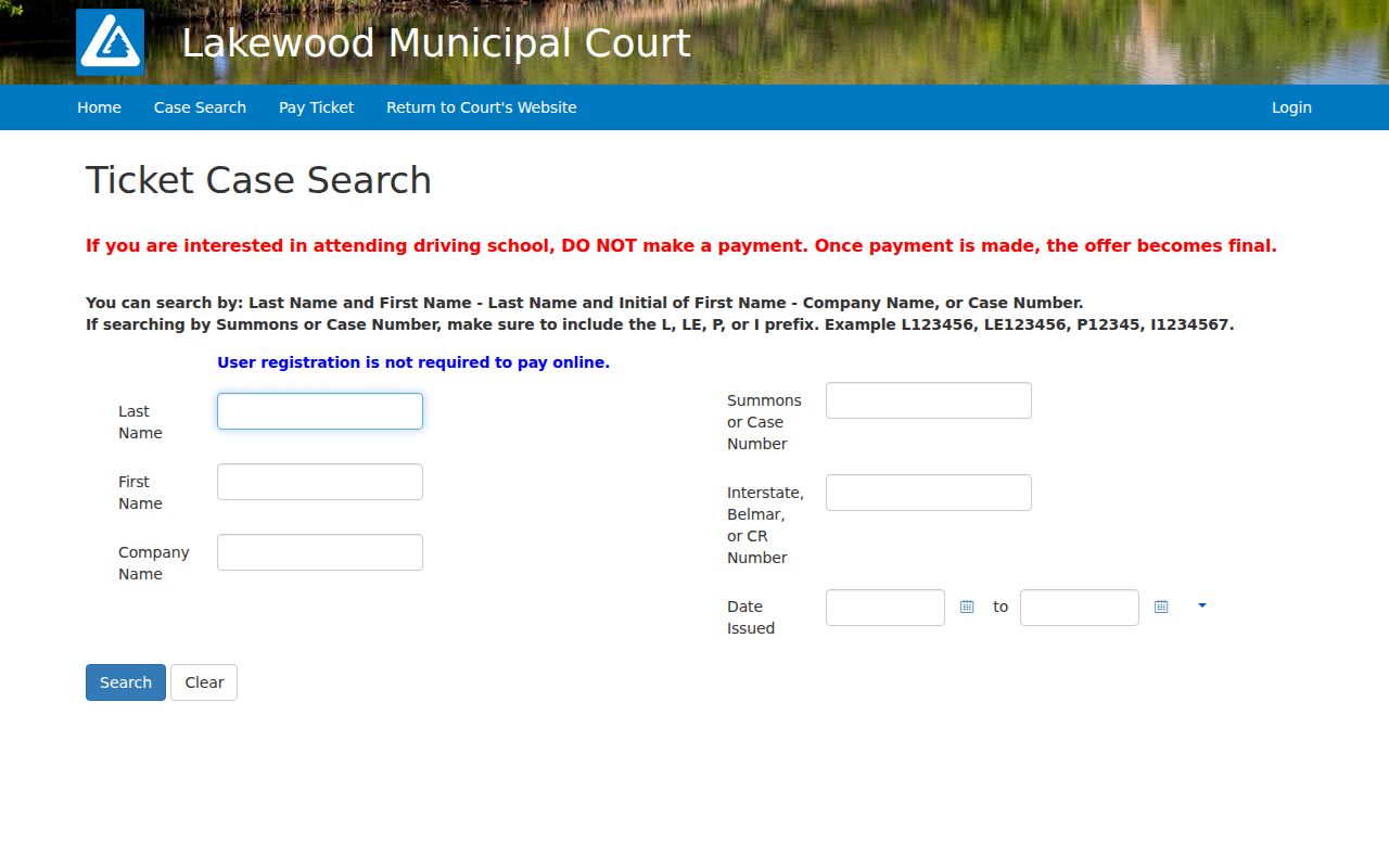 Jefferson County Lakewood traffic court docket payment search